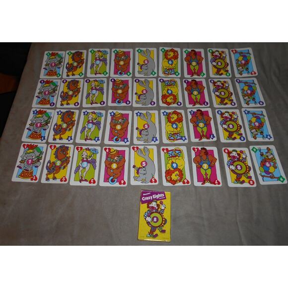 Vintage RoseArt 1993 Crazy Eights 8s Card Game No. 41482 Circus Themed - Picture 2 of 6